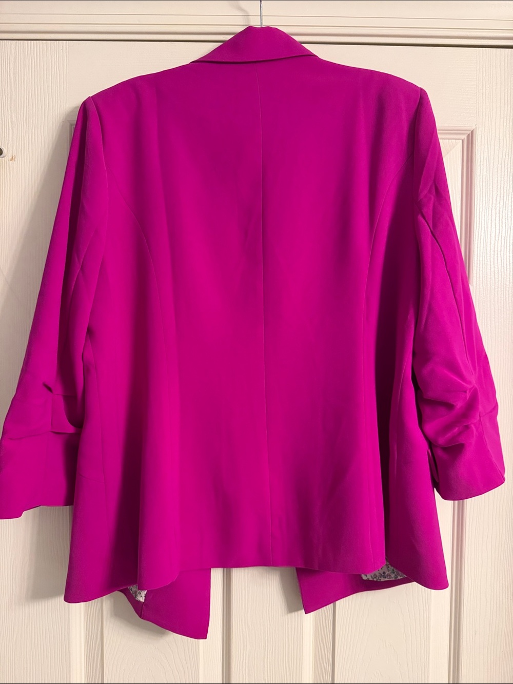 Skies Are Blue Fuchsia Open-Front Blazer with Floral Lining - Picture 6 of 6